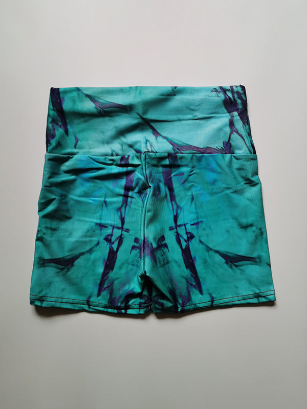 Skinny Leg Wrap High-Waisted Tie-Dyed Shorts