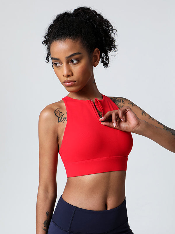 Zip Back Crossover Sports Bra