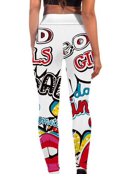 Fashion Graffiti Printing Empire Elasticity Dance Sport Leggings