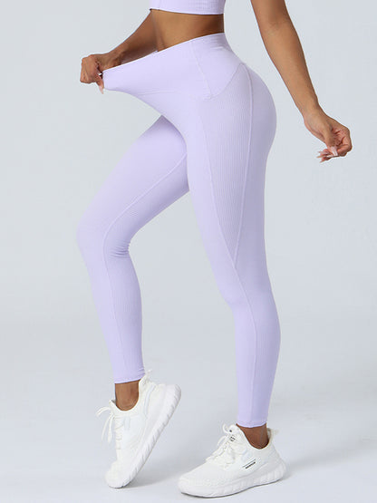 Wrap High-Waisted Pockets Solid Color Leggings