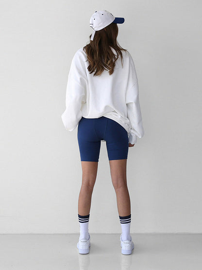 Embroidered Letter Print Solid Color Tights Skinny Wrap Sports Shorts