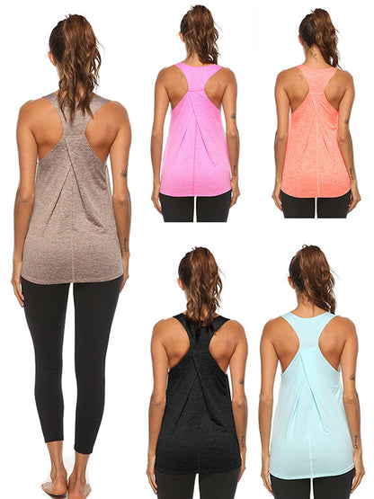 Solid Color Beauty Back Sleeveless Sports Vest