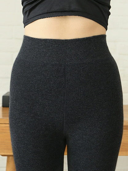 Casual Skinny Solid Color Thermal Pants Bottoms