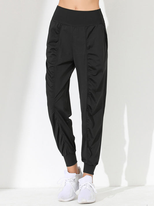 Loose High-Waisted Pockets Solid Color Athletic Pants