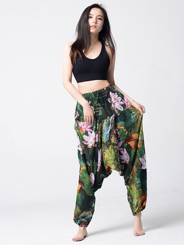 National Printed Loose Bloomers Yoga Bottoms