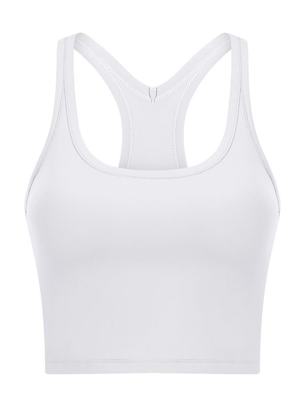 Skinny Wrap Sports Bra Hollow Yoga Tops Solid Color U-Neck Bra