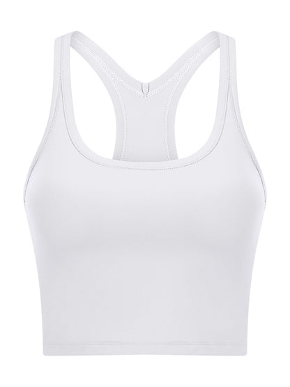 Skinny Wrap Sports Bra Hollow Yoga Tops Solid Color U-Neck Bra