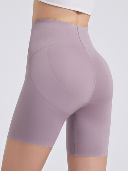 Wrap High-Waisted Solid Color Sports Shorts