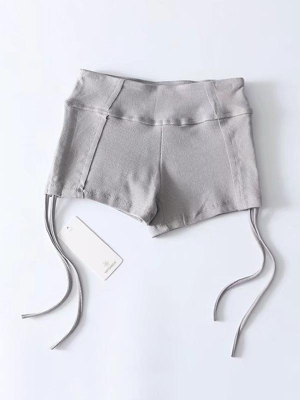 Wrap Solid High Waist Sports Shorts