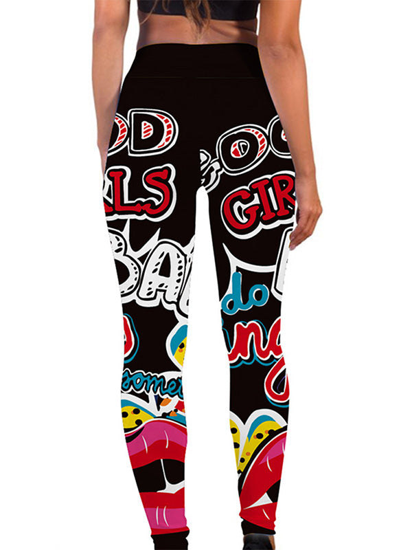 Fashion Graffiti Printing Empire Elasticity Dance Sport Leggings