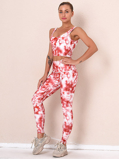 Tie-Dyed Top Bra&Legging Fitness Suits