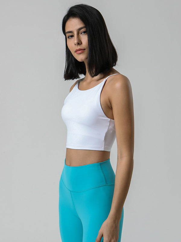 Exposed Navel Wrap Solid Color Sleeveless Tanks