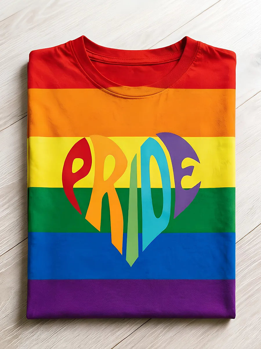 Gay Pride Rainbow Print Crew-Neck T-Shirt