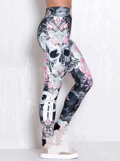 Skinny Skull Print Yoga Bottoms Leggings