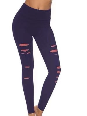 High Waisted Solid Color Hollow Sports Leggings