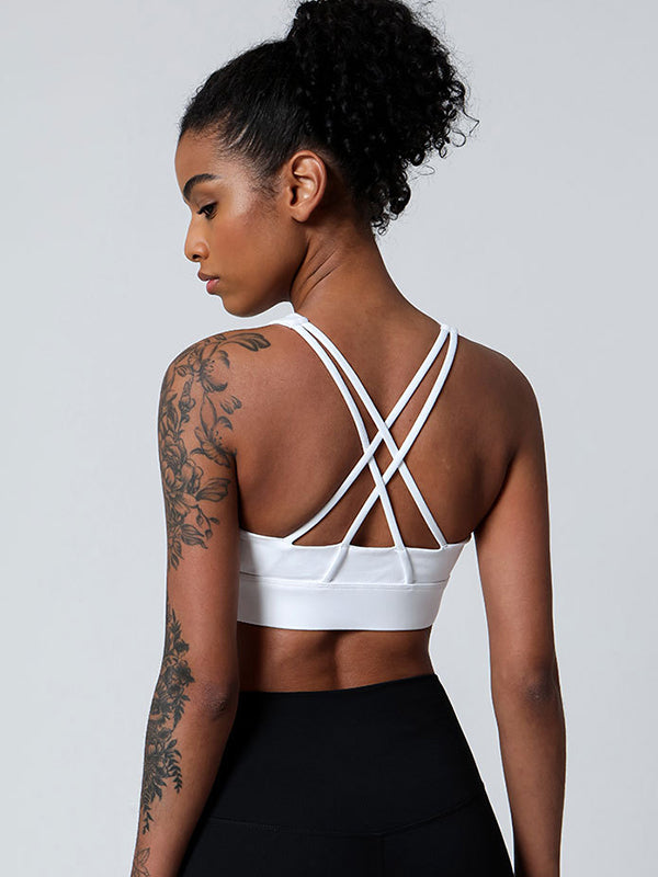 Zip Back Crossover Sports Bra