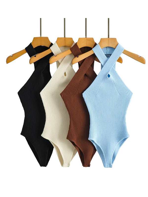 Solid Color Sleeveless Bodysuits