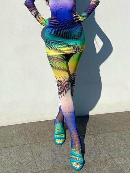 Printed Color High Waisted Leggings