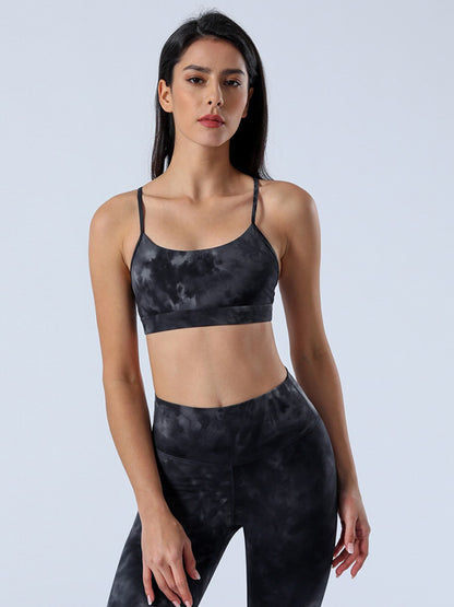 Narrow Strap Tie-Dyed Breathable Sports Bra