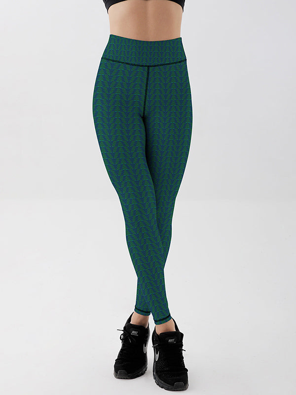 Gradient Diamond Lattice Print High-Waisted Slim Leggings