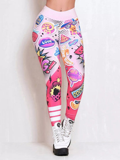 Printed High Waisted Flexible Sports Leggings