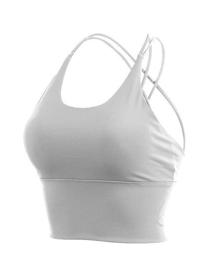 Solid Wrap Backless Sports Bra