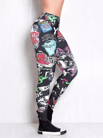 Printed High Waisted Flexible Sports Leggings