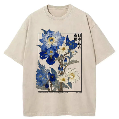 Japan Flower Market Vintage Washed T-shirt