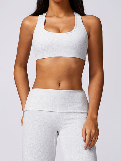 Skinny Hollow Solid Color U-Neck Sports Bra