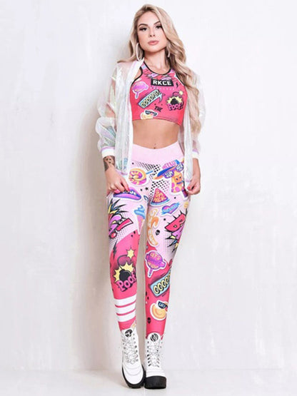 Printed High Waisted Flexible Sports Leggings