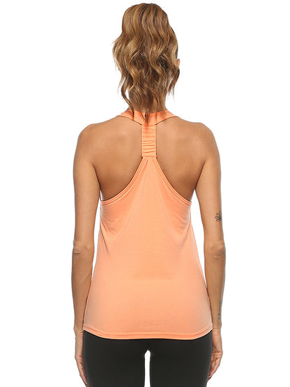 Solid Color Beauty Back Sleeveless Sports Vest