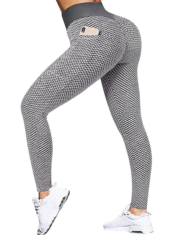 High-Waisted Pocket Hip Lift Solid Color Fitness Yoga Leggings