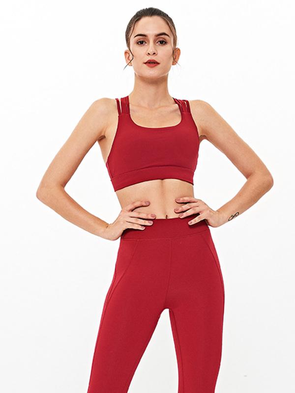 Wrap Cross Back Solid Yoga Suits