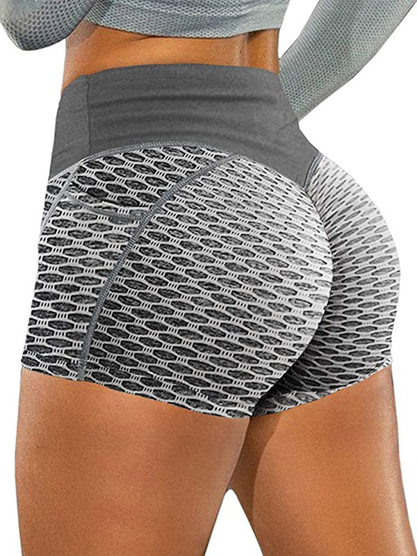 Solid Color High-Waisted Hip Lift Tight Sports Shorts