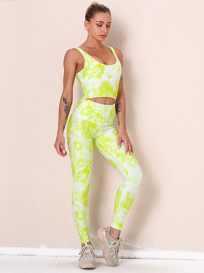 Tie-Dyed Top Bra&Legging Fitness Suits