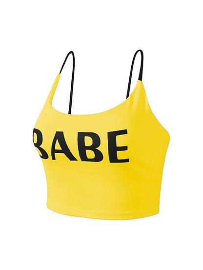 Wrap Letter Print Spaghetti-Neck Sports Bra