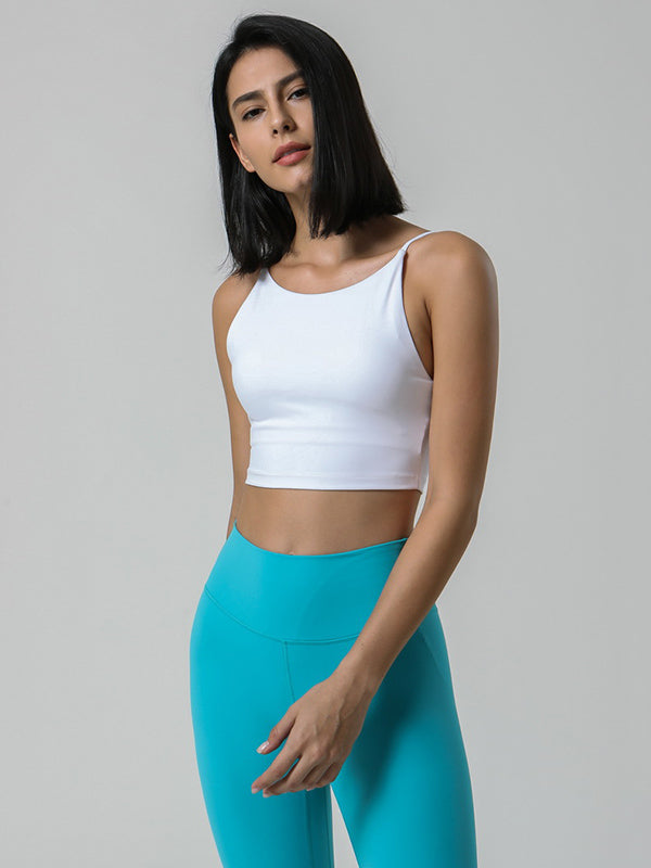 Exposed Navel Wrap Solid Color Sleeveless Tanks