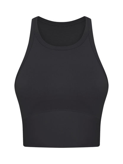 Skinny Wrap Yoga Tops Solid Color Round-Neck Bra