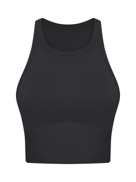 Skinny Wrap Yoga Tops Solid Color Round-Neck Bra