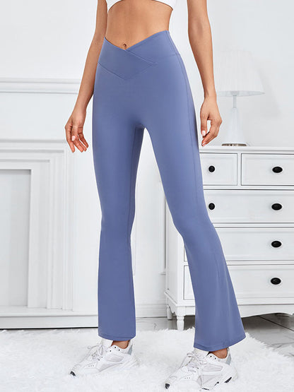 Flared Skinny Yoga Bottoms High-Waisted Solid Color Leggings