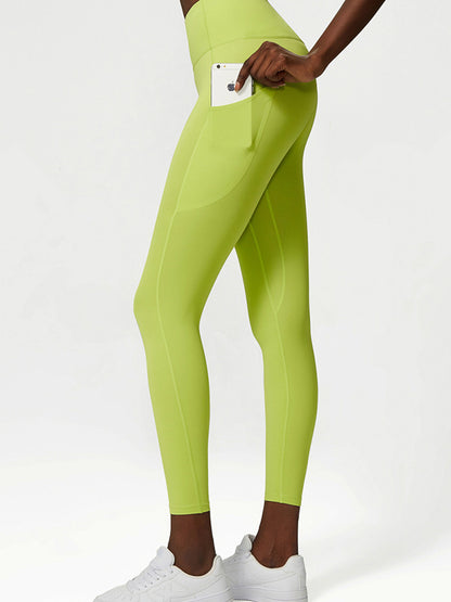 High Waisted Wrap Fluorescent Tees&Bra&Leggings Suits