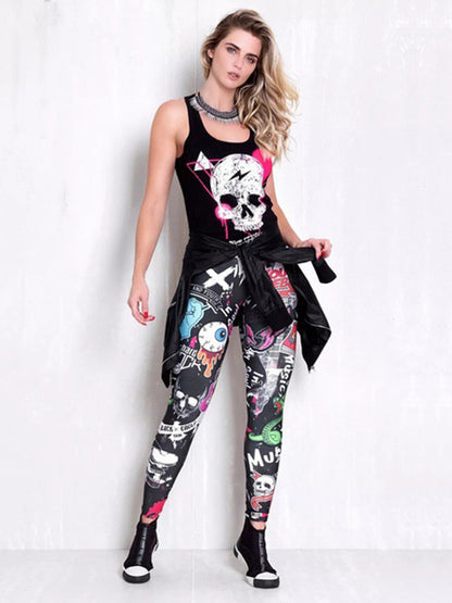 Printed High Waisted Flexible Sports Leggings