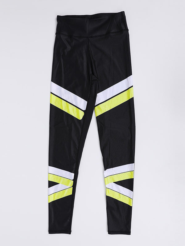 Contrast Color Casual High-Waisted Fitness Leggings