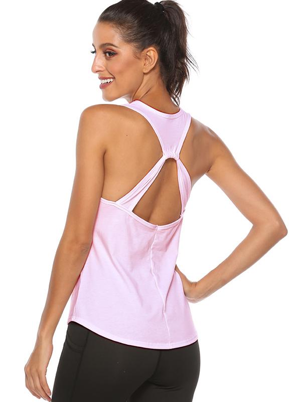 Loose Solid Color Back Hollow Sports Tanks