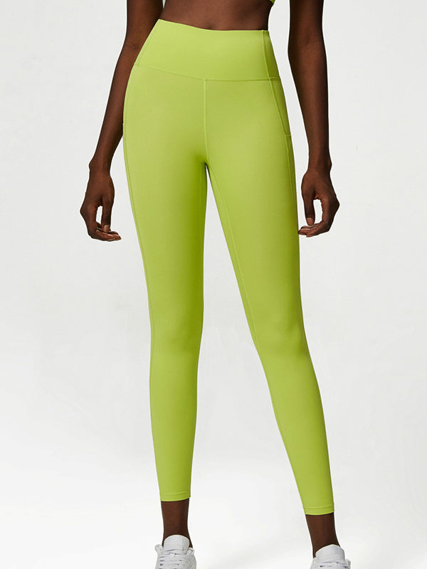 High Waisted Wrap Fluorescent Tees&Bra&Leggings Suits