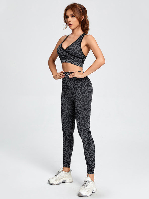 Leopard Camo Bra & Leggings Suits