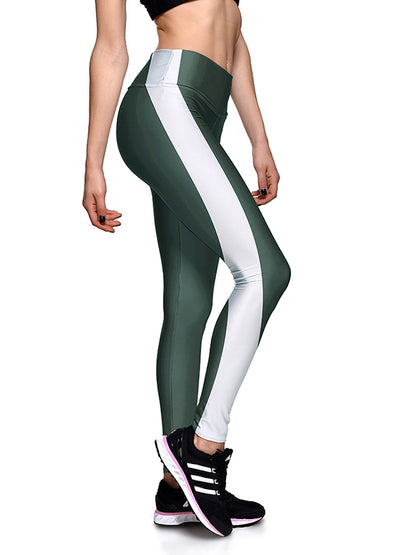 White Side Contrast High-Waist Buttocks Yoga Leggings