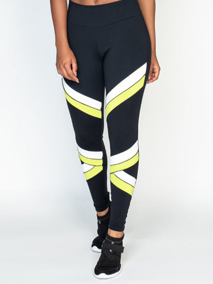 Contrast Color Casual High-Waisted Fitness Leggings