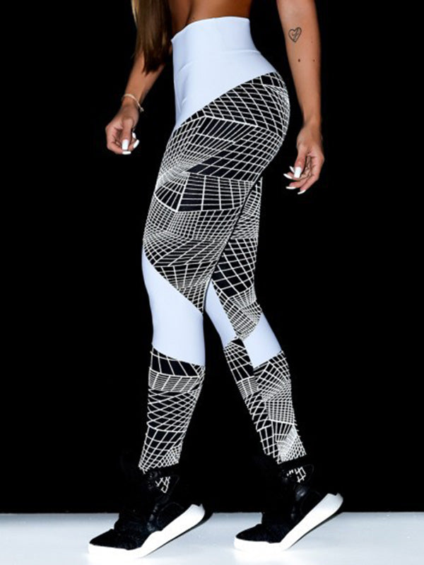 Contrast Color Printed Wrap Yoga Leggings