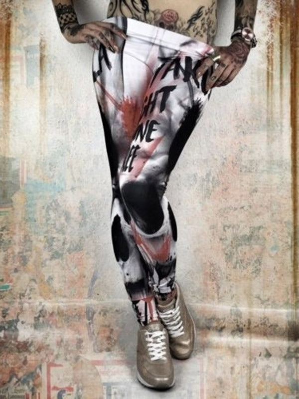 Fashion Punk Print Hip Lift Stretch Fitness Yoga Leggings